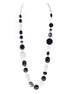 Black and White Beads Gold Long Necklace 
