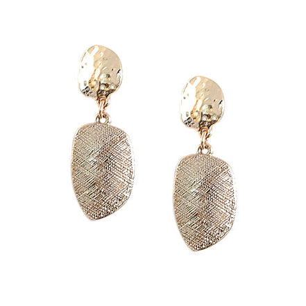 Approx. Size: 35mm Gold Brushed and Hammered Dangle Earrings 
