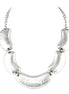 Approx. length: 14-17" Silver Metal Brushed Bib Chain Necklace 