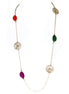Multi Cut Beads with Gold Wire Design Long Necklace 