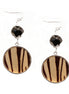 Animal Printed Round with Black Bead Silver Earrings