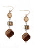 Brown Mixed Bead with Mother of Pearl Gold Earrings