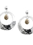 Silver Hammered Open Round with Gold Round Metal Stud Earrings
