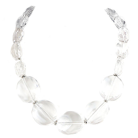 Clear Bead Silver Round Necklace