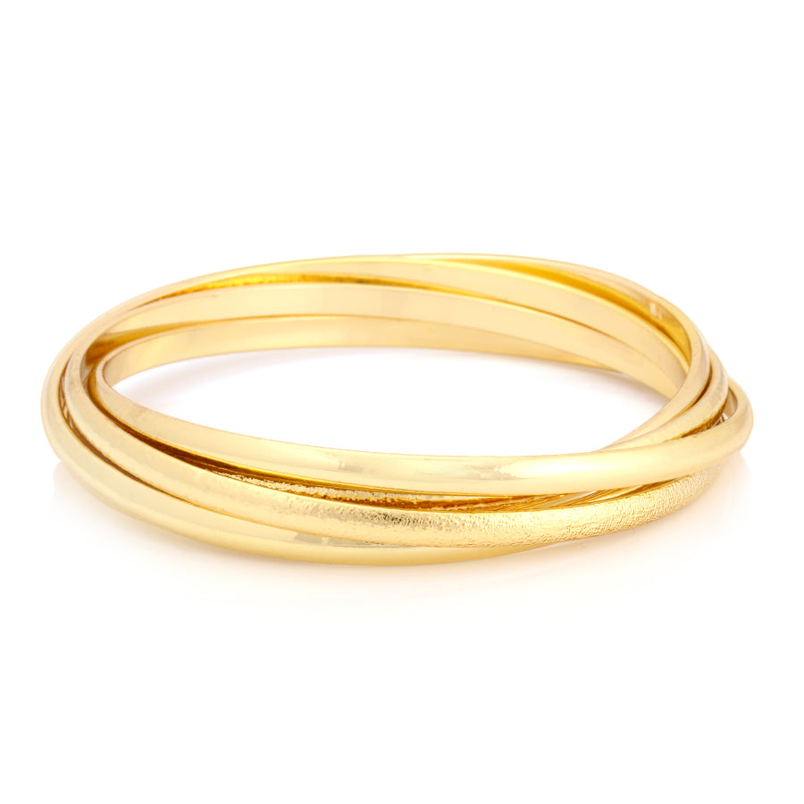 Gold-Tone Shiny And Matt 5 Pcs Stackable Bangle Set[Plus Size]