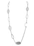 Silver Metal Oval Shape Bead Long Necklace