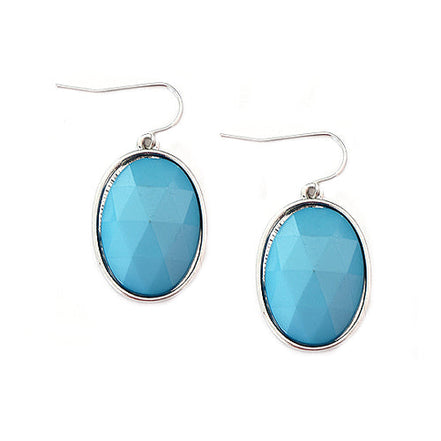Turquoise Round Cut Bead Silver Earrings