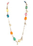 Multi Color Beads with Gold Coin Long Necklace 