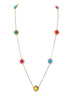 Multi Color Mixed Gold Flower Long Necklace