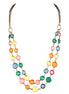 Multi Rainbow Beads Gold Two-Strand Necklace