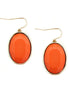 Coral Oval Cut Bead Gold Earrings