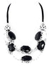 Black and White Mixed Beads with Silver Chain Black Suede Necklace