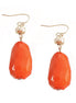 Coral Cut Beads with Gold Bead Earring