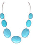 Turquoise Round Cut Bead Silver Necklace 