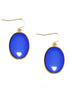 Blue Round Cut Bead Gold Earrings