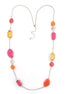 Silver-Tone Metal Multicolor Stone Necklace