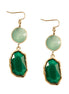 Emerald Green Mixed Cut Bead Gold Dangle Earrings