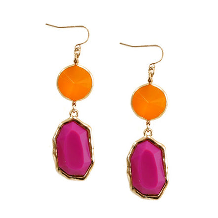 GOLD MULTI COLOR ORANGE AND FUSCHIA EARRINGS #SE31630_GLD-ORA (BF8)