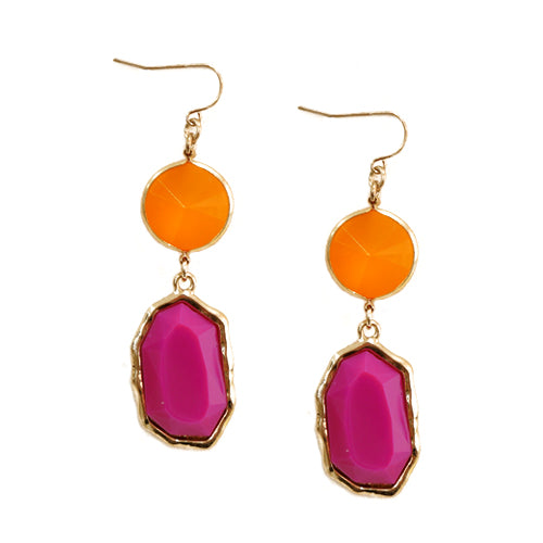 GOLD MULTI COLOR ORANGE AND FUSCHIA EARRINGS #SE31630_GLD-ORA (BF8)
