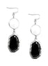 Black and White Cut Bead Silver Dangle Earrings
