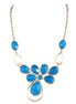 GOLD BLUE CUT GLASS CRYSTAL FLOWER NECKLACE  #SC31652_GLD-BLUE (BF15)