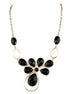 Jet Cut Glass Crystal Flower Gold Necklace