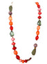 Red Green Coral Mixed Multi Beaded Long Necklace