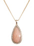 Teardrop Light Pink Color Cut Stone with Rhinestone Gold Necklace