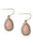 Pink Bead with Glass Crystal Gold Teardrop Earrings