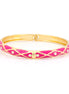 Gold Tone Metal White Crystal Fuschia Hinged Bracelets