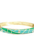 Gold-Tone Turquoise And Crystal Hinged Bracelets