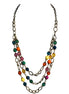 Multi-colored beaded necklace with gold chain