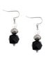 Black Silver and Clear Beaded Silver Dangle Earrings