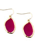 Fuchsia Enamel Oval Shape Gold Dangle Earrings