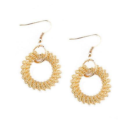 Gold Mesh Round Earrings