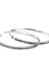 Silver Round with Hematite Rhinetone Hoop Earrings
