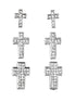 Rhinestone Silver Cross Stud Earrings Set of 3pairs