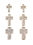 Rhinestone Gold Cross Stud Earrings Set of 3pairs