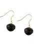 Jet Glass Crystal with Gold Dangle Earrings 