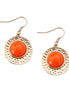 Coral Beads with Gold Round Hammered Earrings