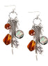 Brown Bead and Mother of Pearl Charm Silver Earrings