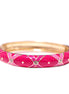 Gold Marblized Fuschia Tone Epoxy Hinged Bracelet 