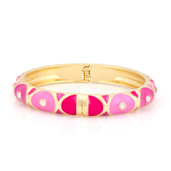 Gold Tone Metal Fuschia Hinged Bracelets