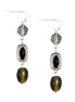 Black Mixed Beaded Silver Dangling Earrings