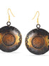 Gold-Oxidised Tone Metal Circle Drop Earrings