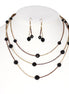 Gold And Copper Seed Beads Black Crystal Gold Layer Necklace And Earrings Set