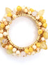 Gold-Tone Metal Cream Beads Stretch Bracelets