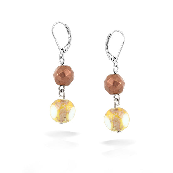 Rhodium-Tone Brown Mix Beads Earrings