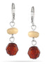 Silver-Tone Metal Brown And Cream Beads Drop Earrings