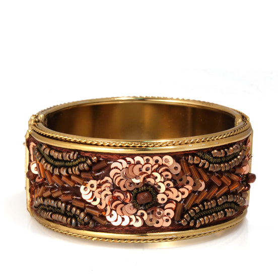 Gold Champagne Beads Indian Cuff Bracelet